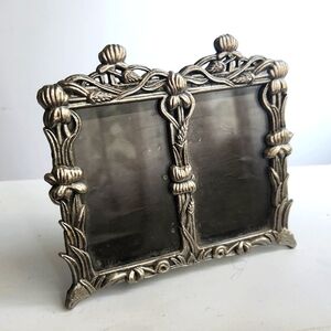 Vintage 80s irises pewter double frame